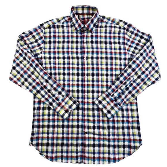 Lansky Bros Shirt Men's Small Colorful Plaid Flip Cuff Elvis The King Memphis - Picture 3 of 13